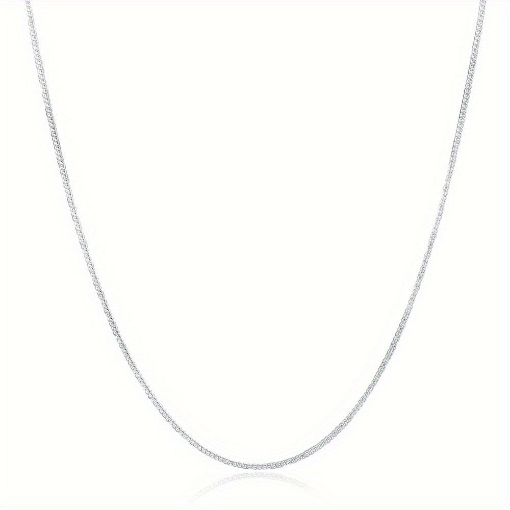 1PC 2MM, 16inch-30inch Chain Jewelry, Silvery Flat Curb Chain Necklaces For Men And Women