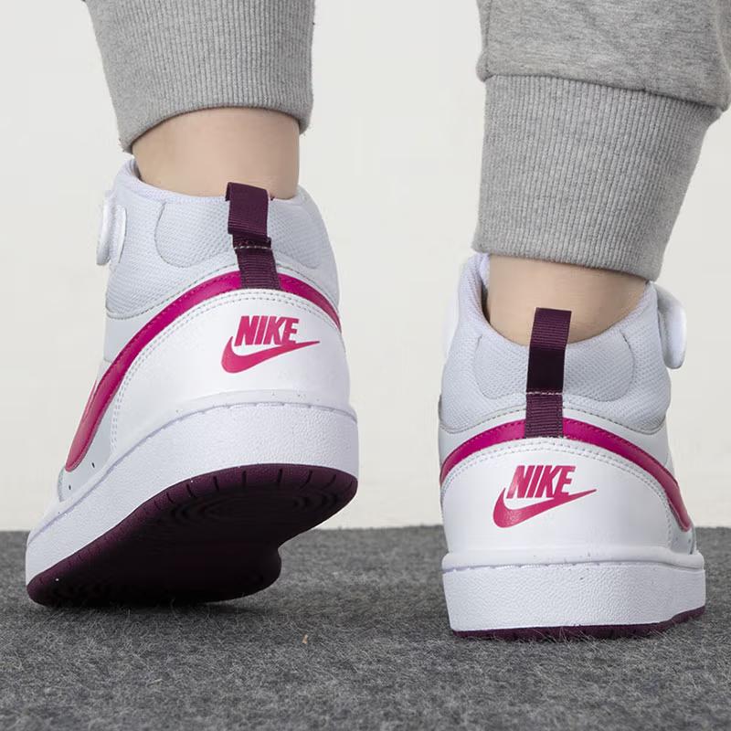 Nike Court Borough Mid 2 Kids White Pink Shoes CD7782-006