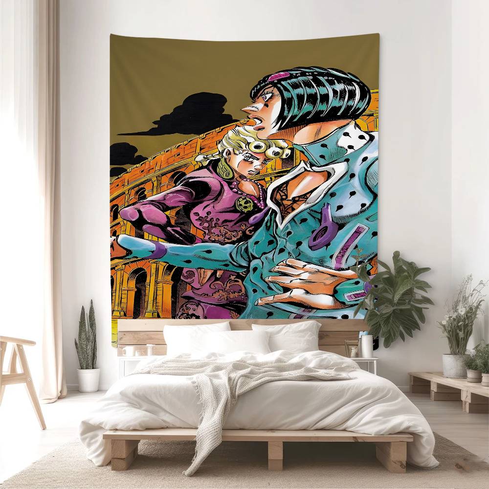 Anime JoJo Bizarre Adventure Retro Tapestry Art Printing Cheap Hippie Wall Hanging Wall Tapestries Mandala Art Home Decor
