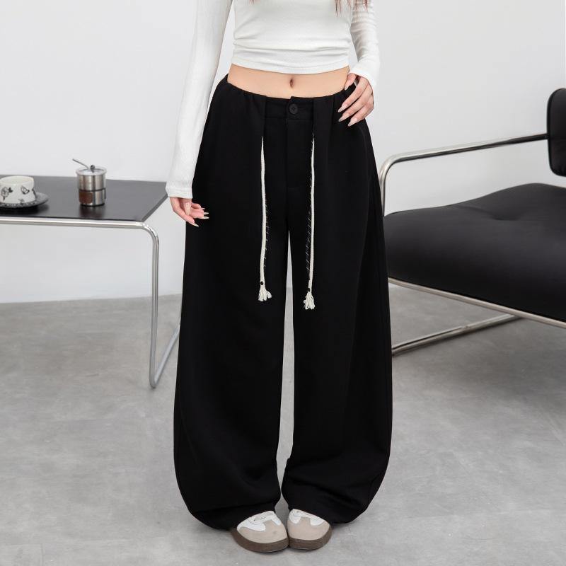 Wide-leg pants women's spring and autumn new high-waisted loose straight casual drape lazy wind scimitar sports pants