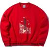 Li Ning Sports Fashion Series Daily Prosperity Collection Round Neck Pullover Loose Printed Sweatshirt Unisex Sweatshirt Cinnabar-Red AWDQ138-1