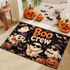 [2D FLAT] Boo Crew Ghost Black Cat Pumpkin Candy Corn Bat Doormat Non-Slip Durable Flandre Fleece 1.02cm Sponge Thickness Machine Washable Soft Comfor