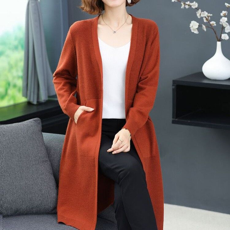 Spring and Autumn Loose Large Size Sweater Outerwear Sweater Coat Women's Knitted Cardigan Women's Long Style