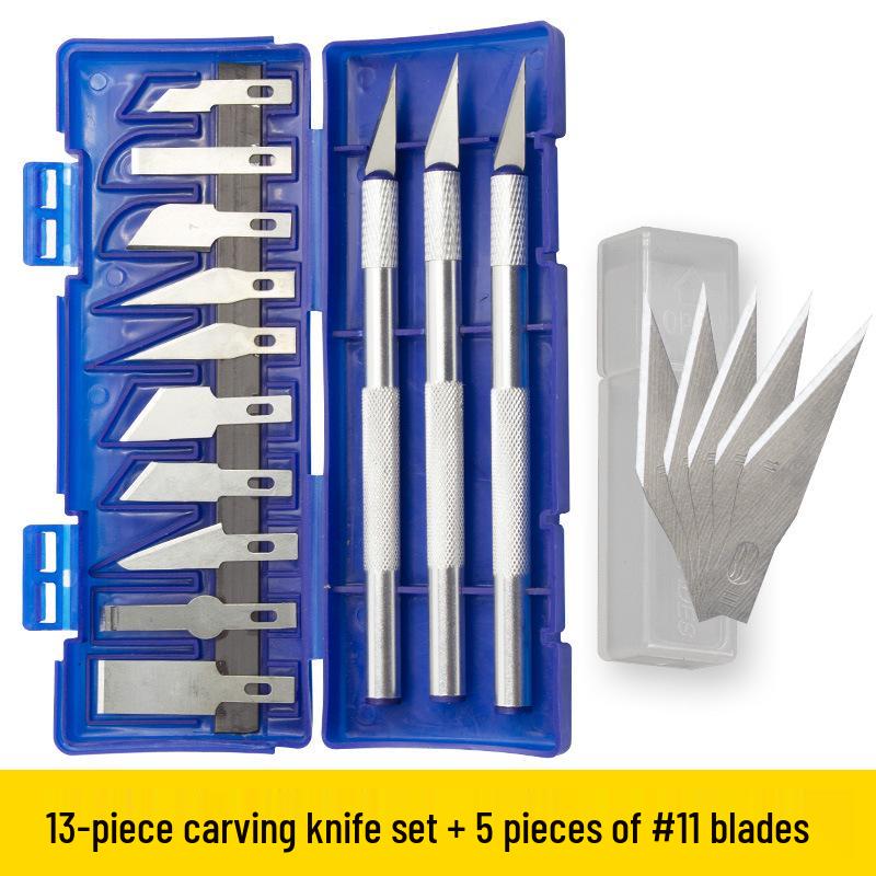 13-Piece Aluminum Alloy Carving & Engraving Knife Set for Paper, Art, and Model Cutting