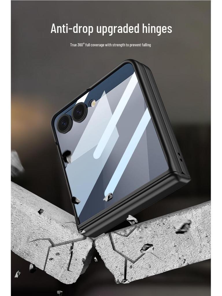 Samsung ZFlip7 Case: Ultra-Thin Foldable Screen Protector with Magnetic Adsorption - Full Coverage, Hard Shell Design.