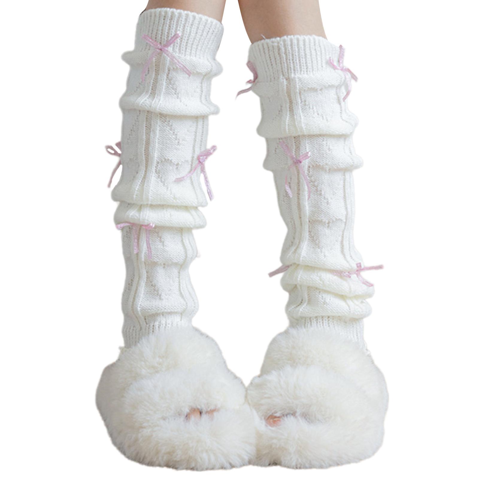 

Гетры с бантиками для маленьких девочек, носки-гольфы для платьев, зимние вязаные носки с косами для малышей, японские леггинсы B