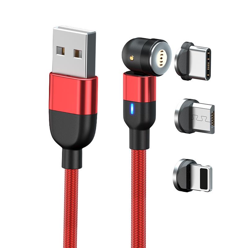 3-in-1 540° Rotating Magnetic Fast Charging Cable, 3A Blind Suction Phone Charger