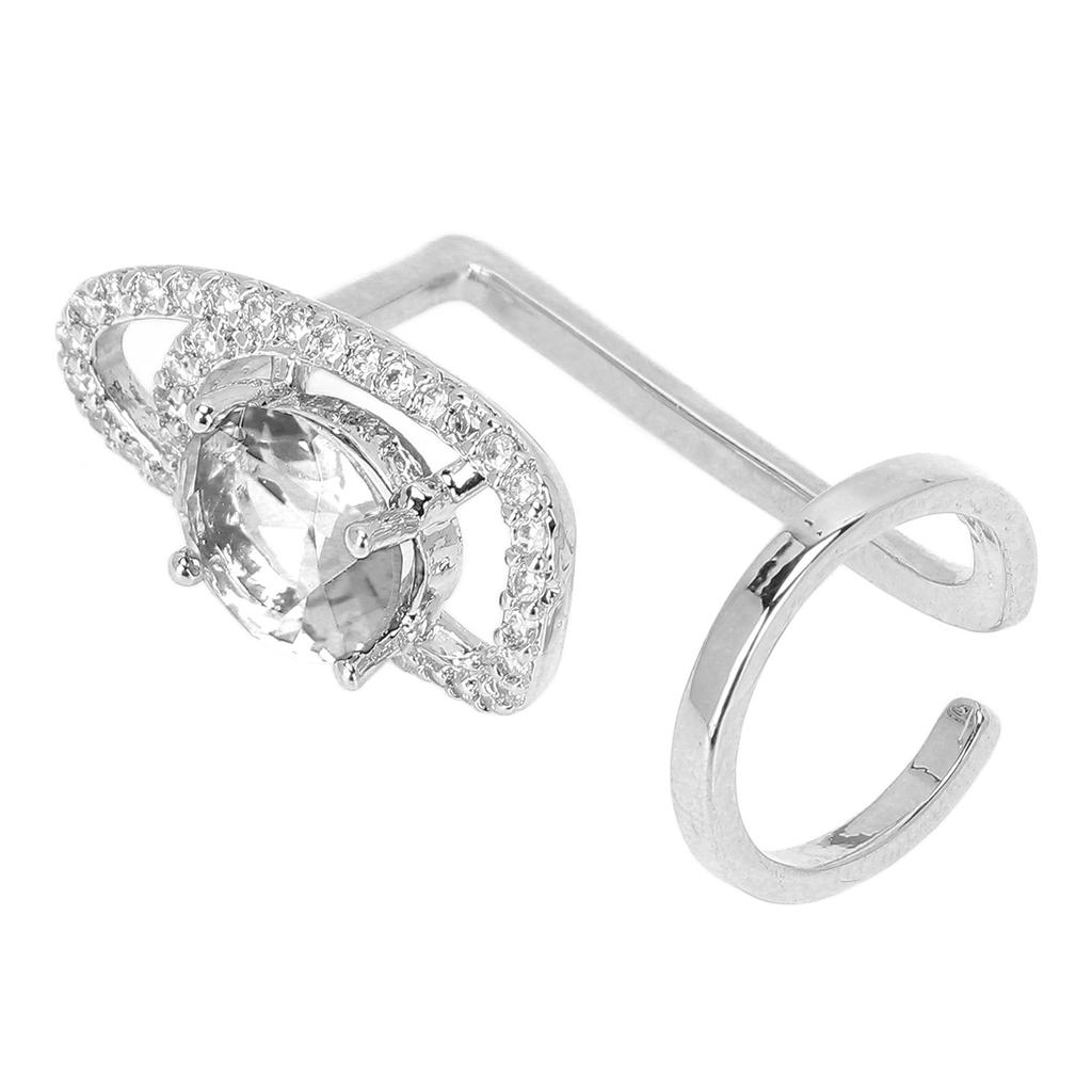 Fingernail Ring Rhinestones Shiny Delicate Finger Nail Cover Ring Jewelry Gift for Dancing Party