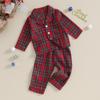 Christmas Infant Toddler Kid Baby Girl Boy Clothes Sets Plaid Print Long Sleeve Tops Pants Xmas Outfit Costume