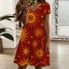 Women V Neck Floral Printed Loose Dress Plus Size Summer Casual Outfit