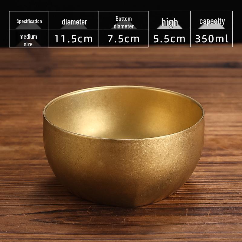 Retro Gold Stainless Steel Tableware Set: Rectangular Plate, Seasoning Dish, Bowl, Water Cup, Chopsticks, Spoon.