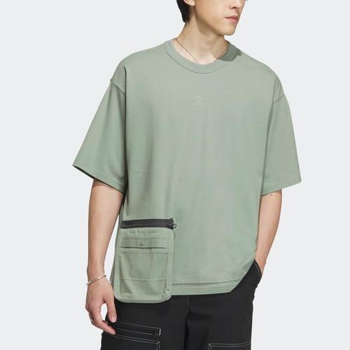 adidas Pocket Zipper Retro Sports Dopamine T-Shirt Men’s Silver Gray Green HY7246