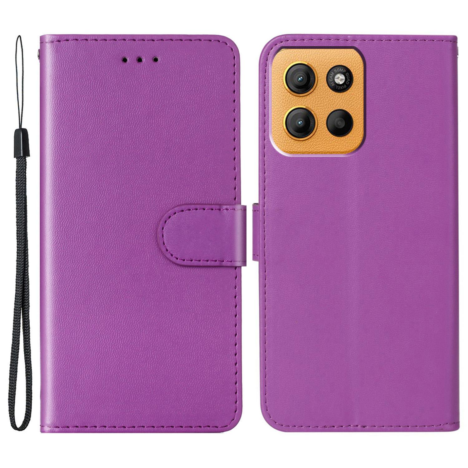 

Для Motorola Moto G15 4G Чехол из ПУ кожи Книжка Чехол для телефона Кошелек Отделение для карт Держатель Purple