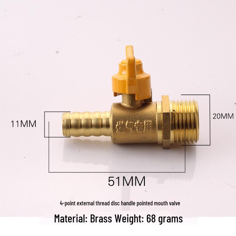 Thickened Double Male Thread Gas Valve for Natural Gas, 4-Point