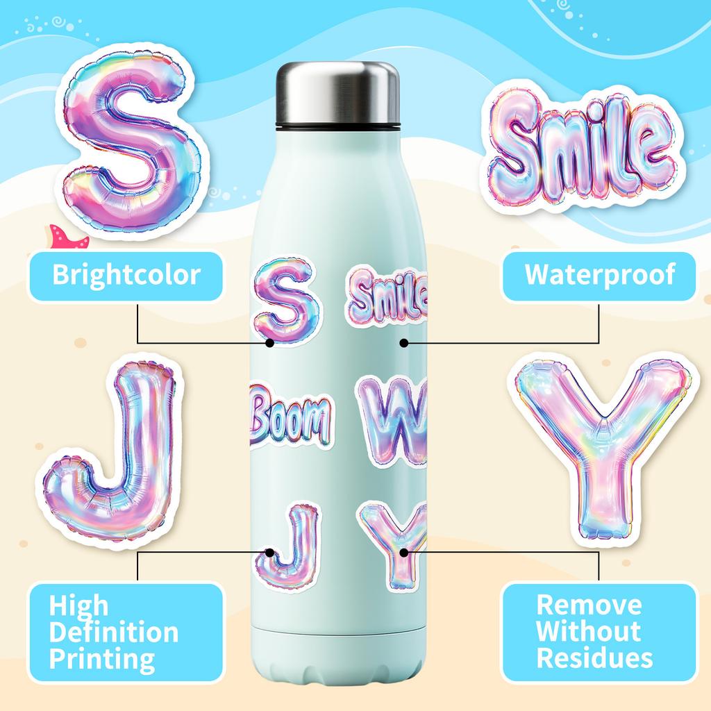 50pcs English Letters Graffiti Stickers Numbers Cartoon Stickers Balloon Style DIY Decoration Home Decoration Stickers