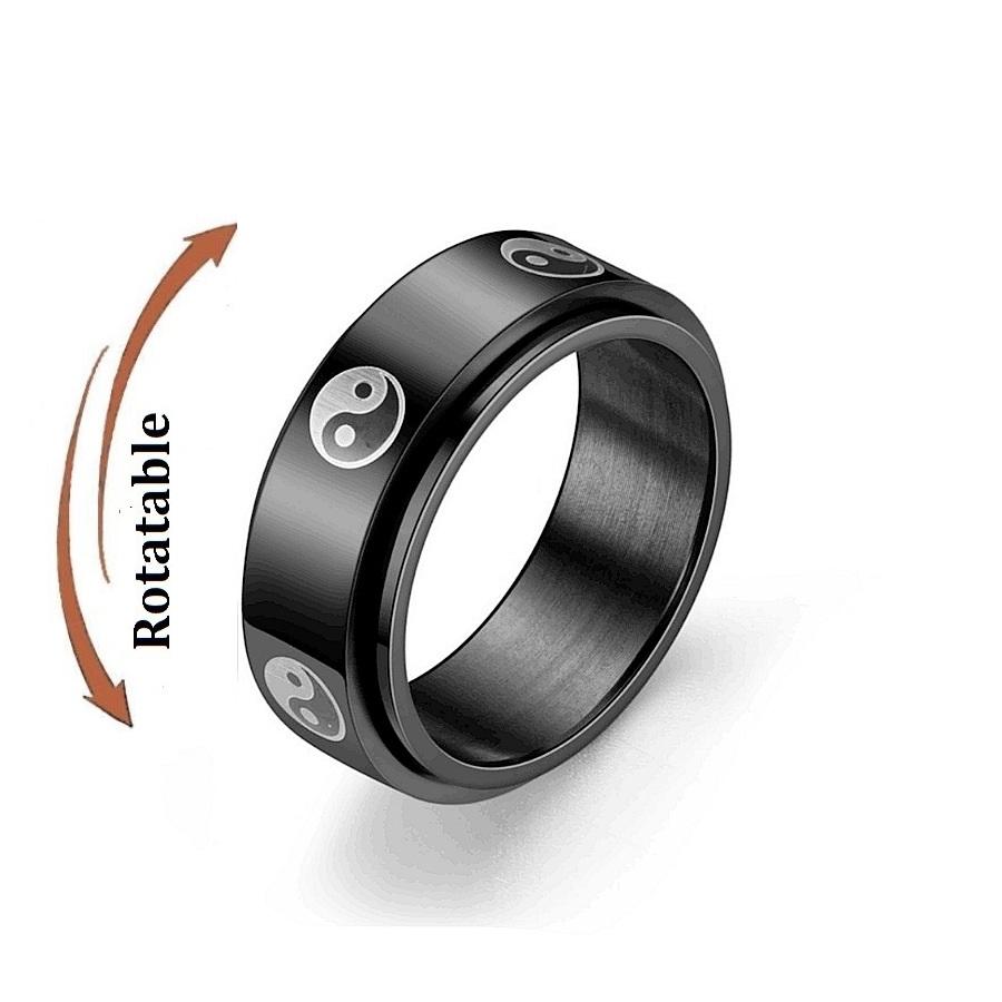 Metalowy Pierścień Spinner Fidget Czarny Pierścienie Zespołu Rockowego Dla Mężczyzn Antyrotacyjny Kontrola Lęku Relaksujący Pierścień na Palec Akcesoria Bague Homme