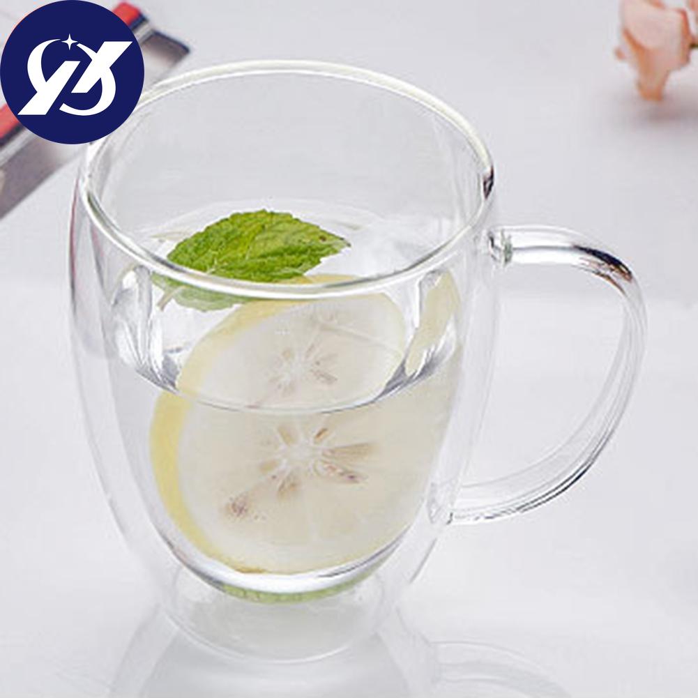 250/350/450 ml čirý hrnek na kávu s dvojitou stěnou s izolovanou rukojetí Skleněný pohárek na pití vánoční dárek