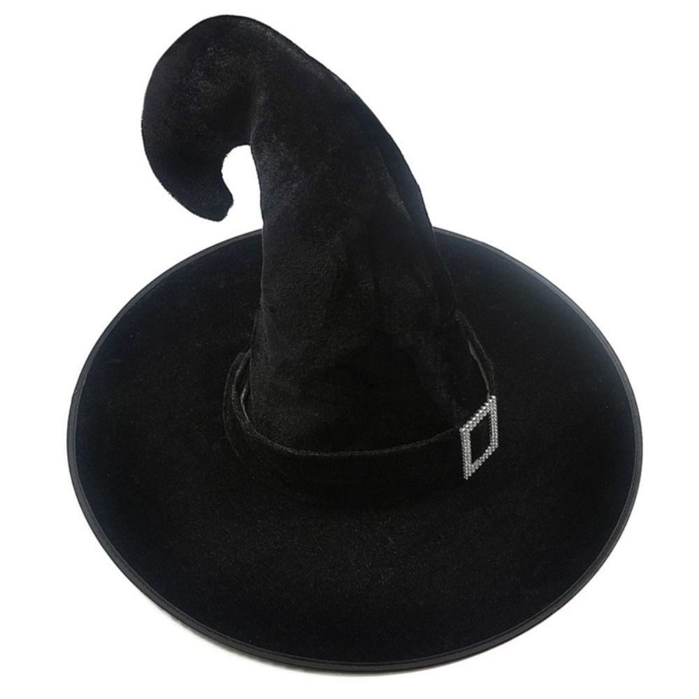 Velvet Halloween Hat Bending Angle Devil Cap Creative Halloween Witch Wizard Hat  Adults