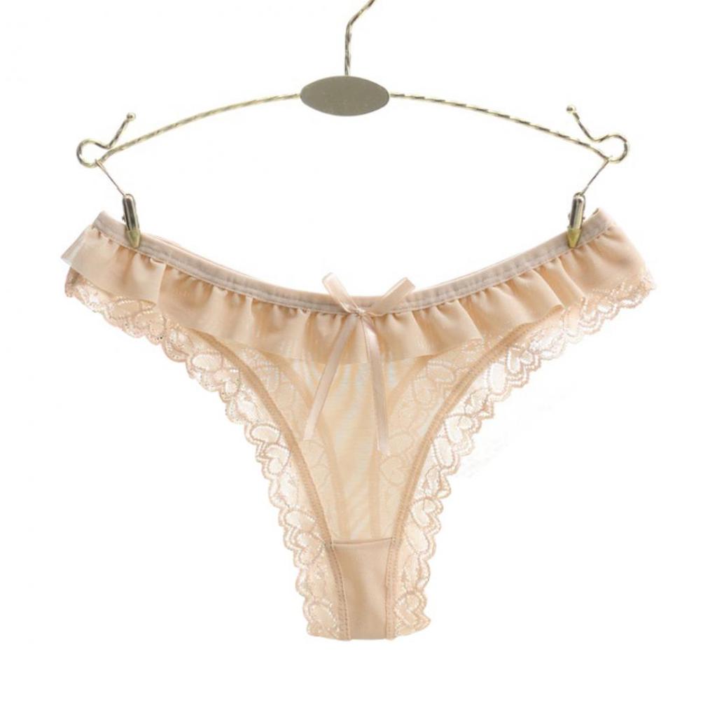 Fashion Sexy Lace Heart Pattern Bowknot Women Low Rise Brief Underwear Thong