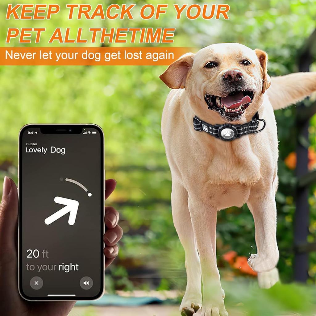 AirTag Dog Collar with Air Tag Holder, Martingale Air Tag Collar with Luminous Reflective, Comfortable, Durable, Adjustable Fit for Medium or Heavy