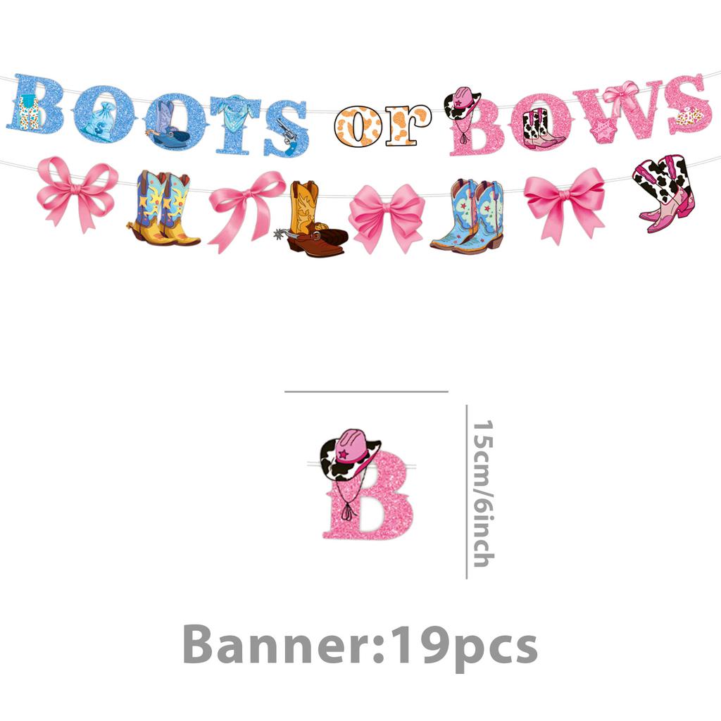 Popular Gender Reveal Theme Party Supplies Denim Style Gender Decoration Arrangement Props Tableware Banner