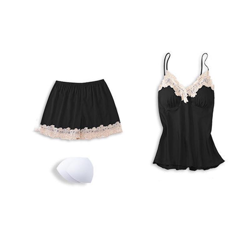 Women's Silk Five-Piece Pajama Set: Spring/Autumn Nightdress & Robe with Chest Pad