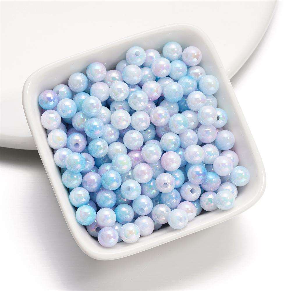 10g 4/6mm Acrylic Aurora Spacer Beads Gradient AB Color Imitation Pearl Round Bead for DIY Bracelet Jewelry Accessories