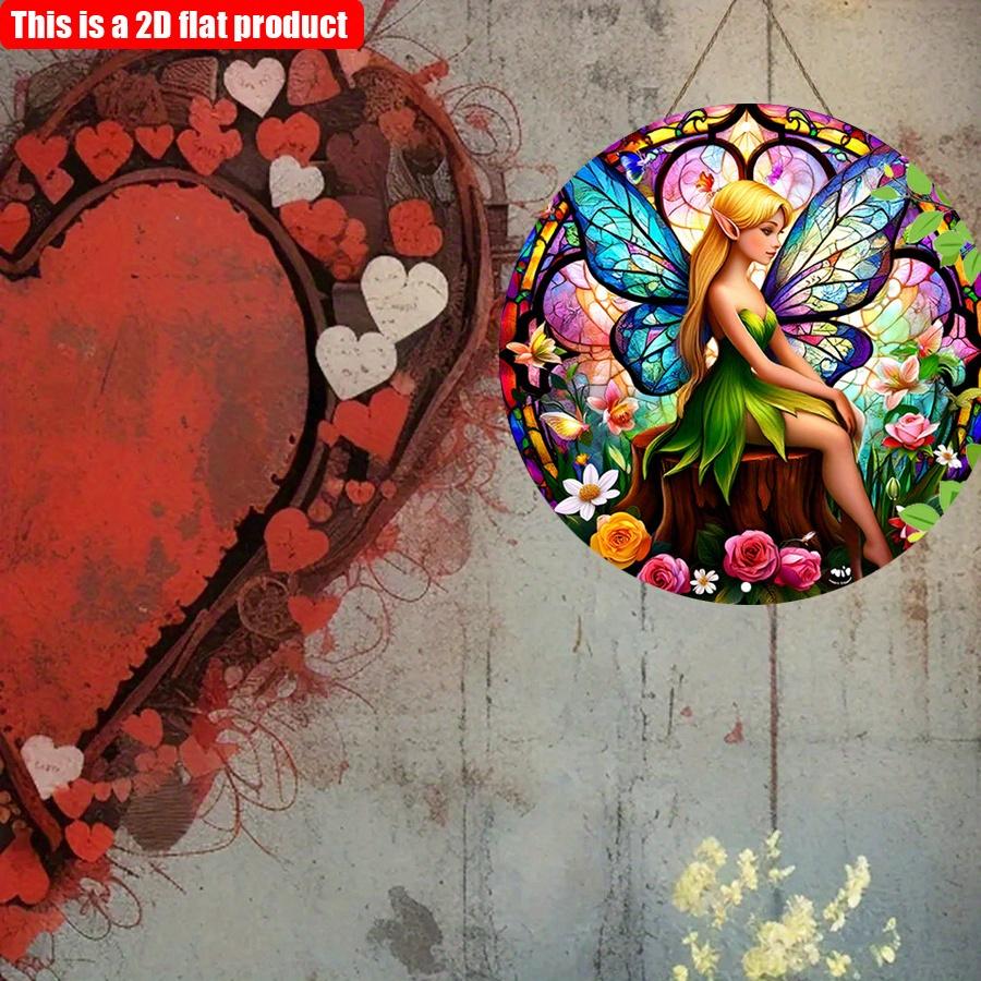 2D flat 20*20cm1pc Enchanting Elf Fairy with Colorful butterfly wings Design Wall Decor, Spring Fairy Theme Art plaque, Perfect for Home&Office,