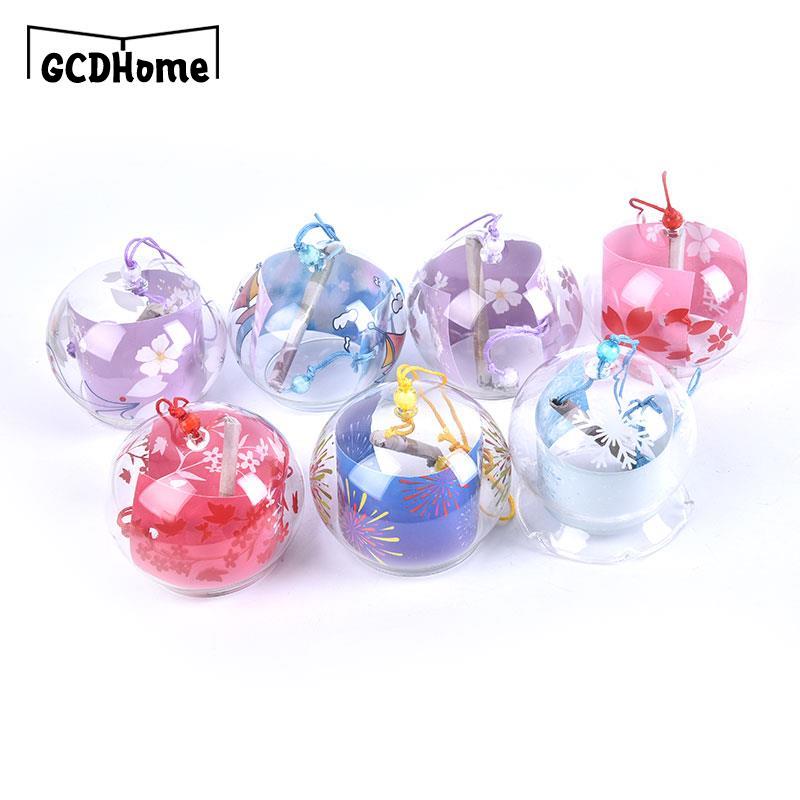 1pcs Romantic Crafts Japanese Cherry Blossom Glass Wind Chimes Bells Home Garden Office Ornament Indoor Window Hanging Decor