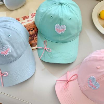 Simple Embroidery Love Heart Baseball Cap Cotton Snapback Sun Hat Sunscreen Korean Style Peaked Cap Girls