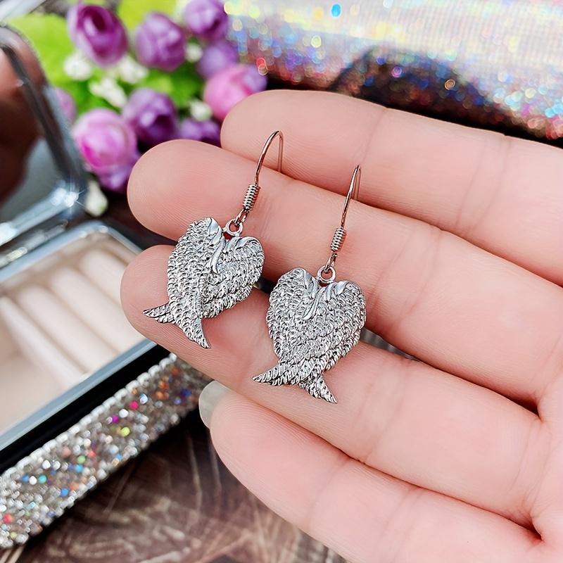 Fashionable ladies love angel wing earrings with European and American temperament, versatile and high-end angel wing earrings серебряный