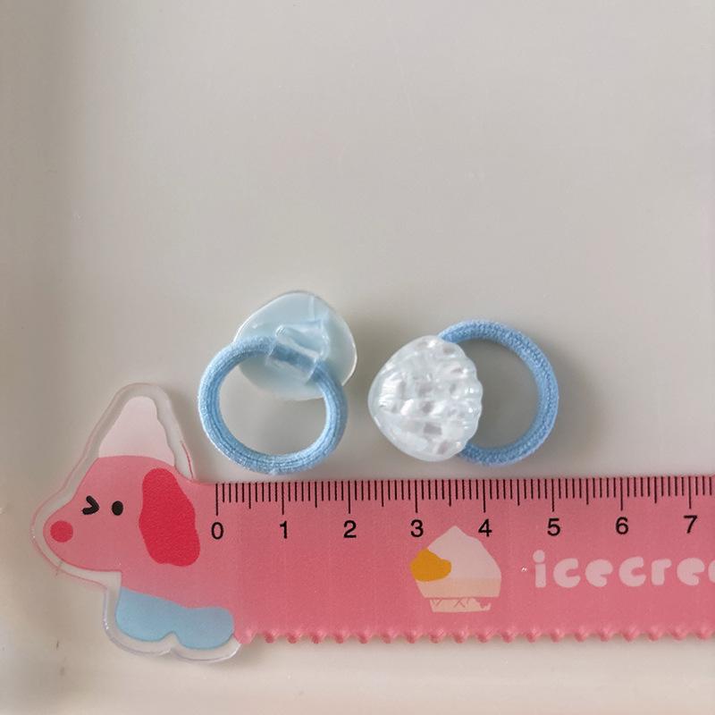 8pcs Cute Cartoon Hair Ties for Kid Girl Transparent Small Thumb Ring Elastics for Toddler Blue Pink Heart Hair Bands for Braids