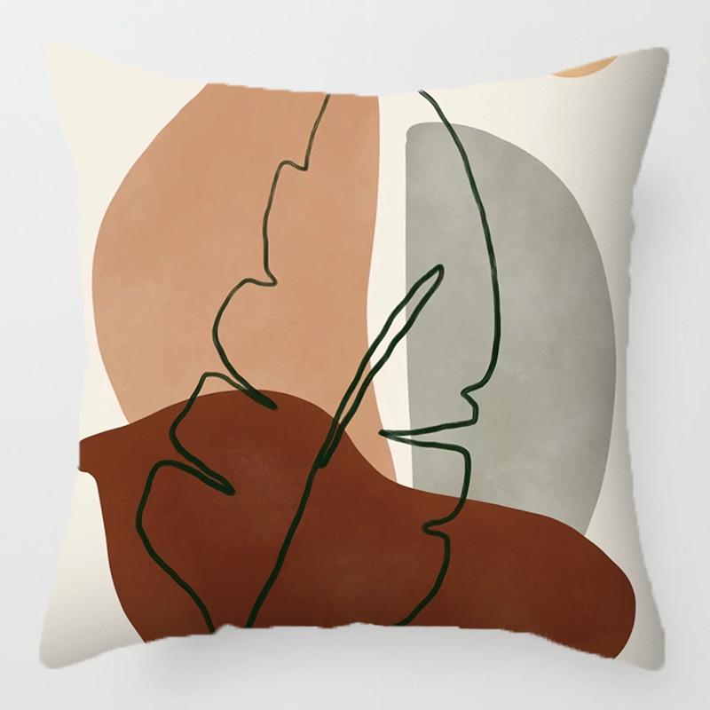 Simple Patterns Of Line Portraits Throw Pillow Cover With Short Plush Print For Living Room Sofa Decoration Cushion Cover