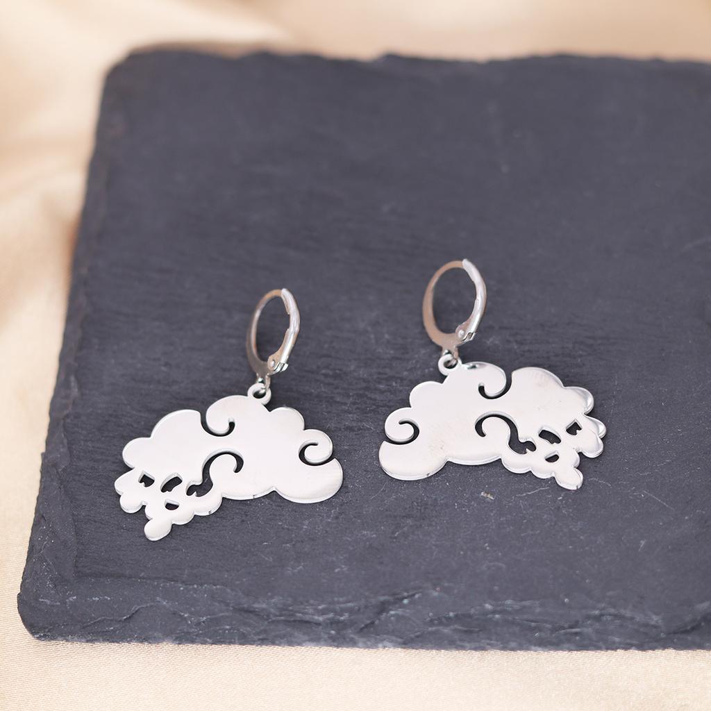 Kinitial Stainless Steel Gate To The Sky Raindrop Cloud Galaxy Solar System Ufo Ghost Earrings For Women Trendy Piercing Jewelry