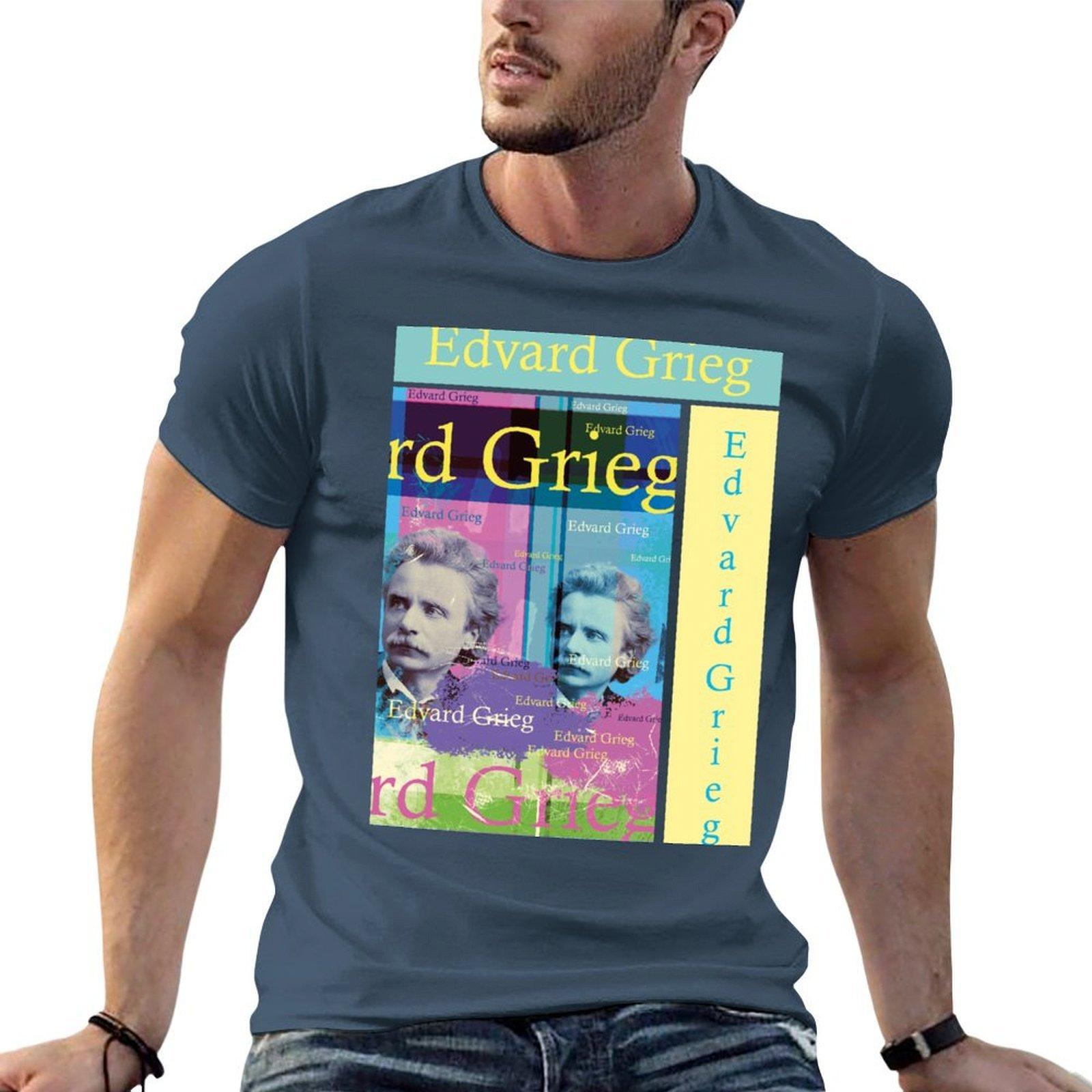 Edvard Grieg Portrait Composer Tshirt Classic Graphic Short Sleeve Top S