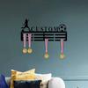 Soccer Medal Holder Custom Female Player Name Display 12 Rungs for Ribbons and Awards Wall Organizer