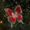 Sparkling Christmas Butterfly Pendant with Clip Glitter Holiday Decor Multicolor Flannel Xmas Tree Hanging Ornaments