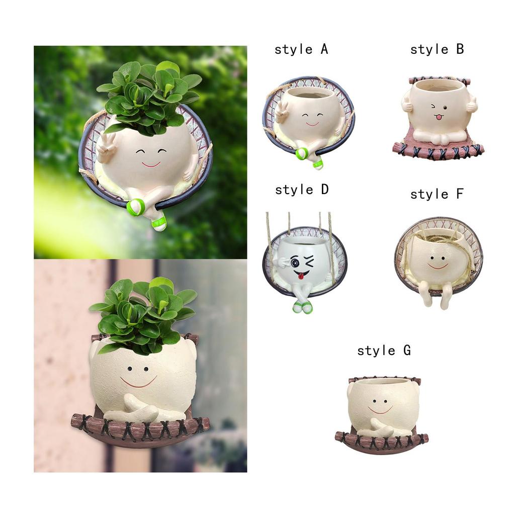 Hangende Pot Succulent Bloempot Bloempot Lachend Gezicht Schommelstoel Bloempot voor Buiten Balkon Vensterbank Tuin Kantoor