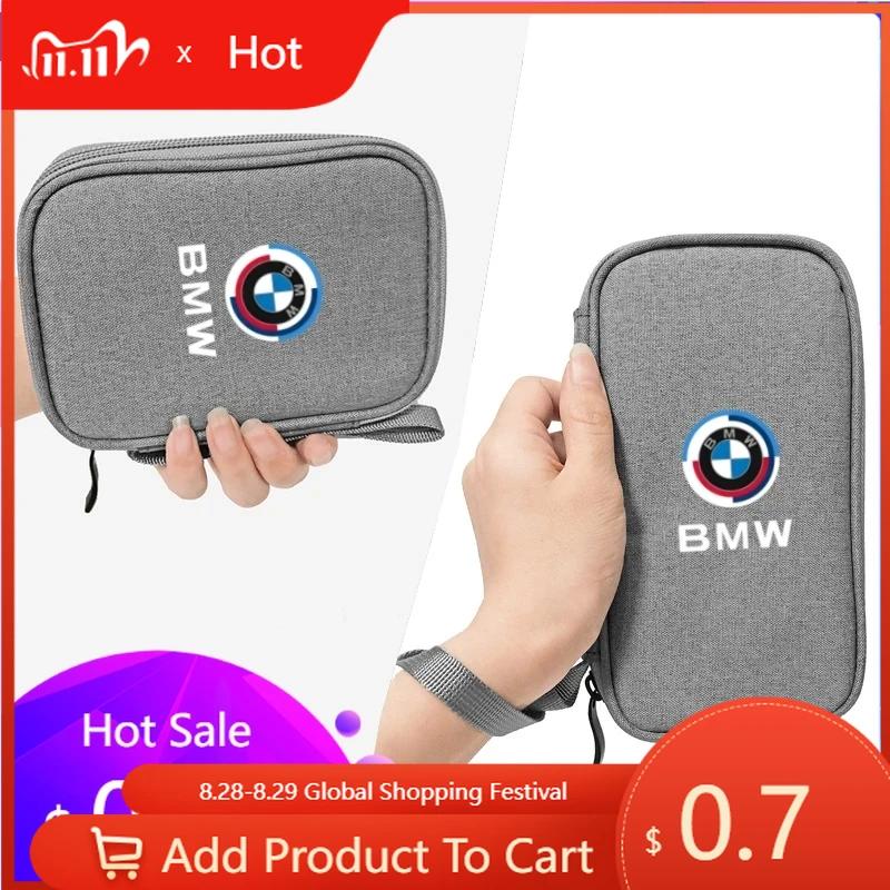 Car Sticker 2025 Hot Portable Storage Bag for Keys Car Driver's License Cable Gadget Card Pouch For BMW E46 E90 E60 F30 F10 X2 X