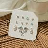 1Set Simple And Compact Silver Needle Earring Set Love Geometric Earring Combination Cute Sweet And Versatile Earrings