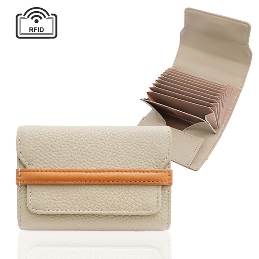 

Luxury Cowhide Short Wallet Anti-theft Brush Multiple Card Slots Card Bag Durable Money Bag бежевий