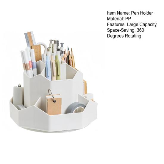 Otočný stolní organizér o 360 stupňů Velkokapacitní držák na pera Multifunkční kancelářský stolní doplněk na kancelářské potřeby a štětce na make-up