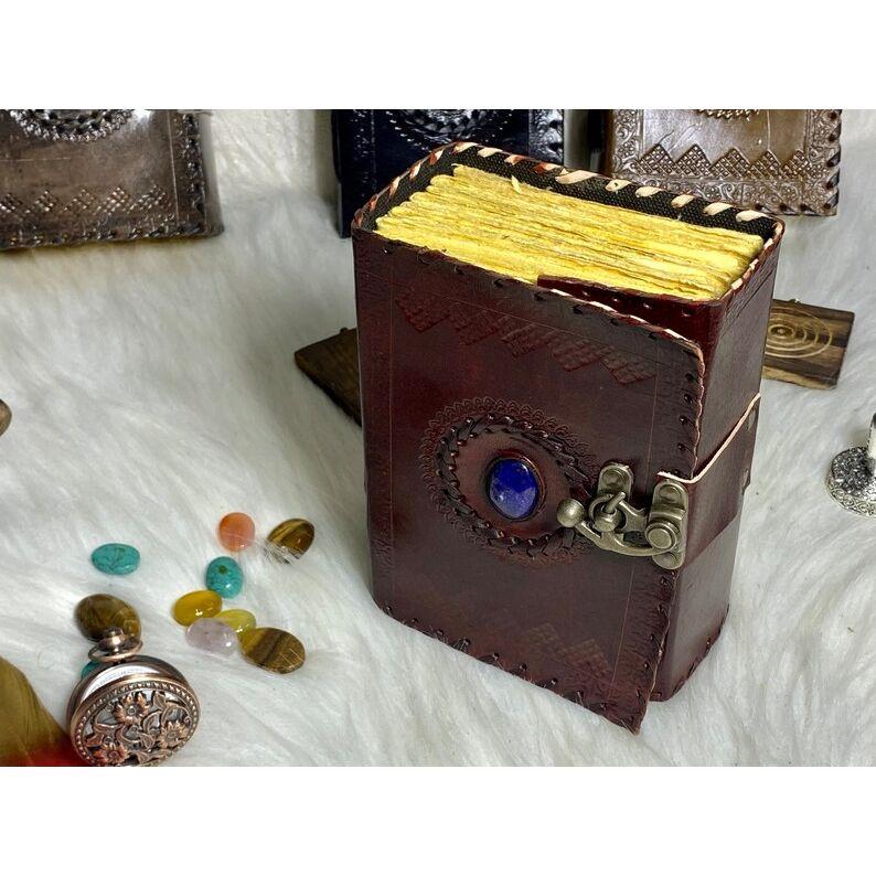 Vintage Leather Journal Celtic Stone Blank Spell Book of Shadows junk journal Grimoire Journal Handmade Journal Gifts for him her