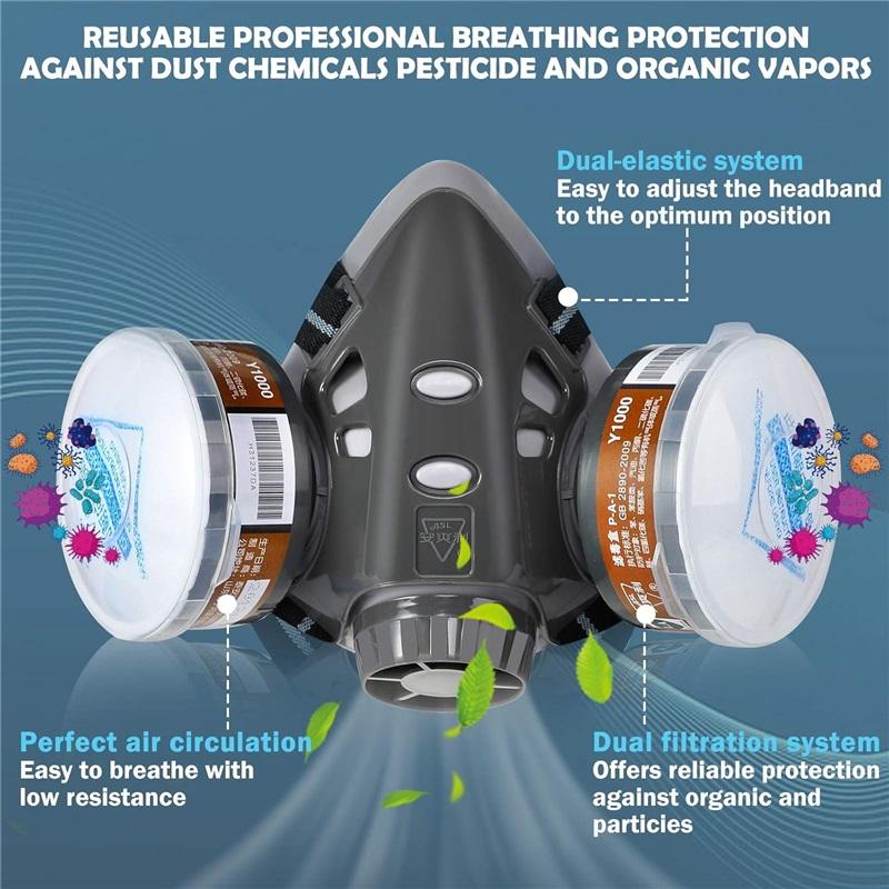 Reusable Face Cover with Filters Set,Carbon Respirator for Painting Against Gas/Dust/Organic Vapors/Smells/Fumes/Sawdust/Asbestos