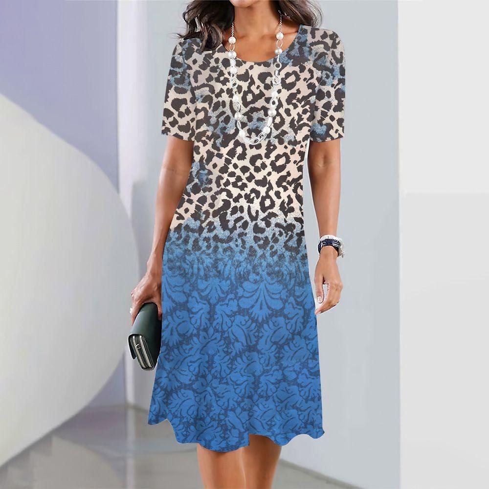 Ladies' Fashionable Round Neck Short Sleeved Dress Summer Clothing