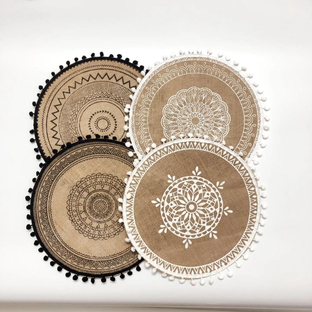 Hitzebeständige geflochtene Tischsets Rutschfeste Untersetzermatte Vintage Rundes Platzset Esstisch