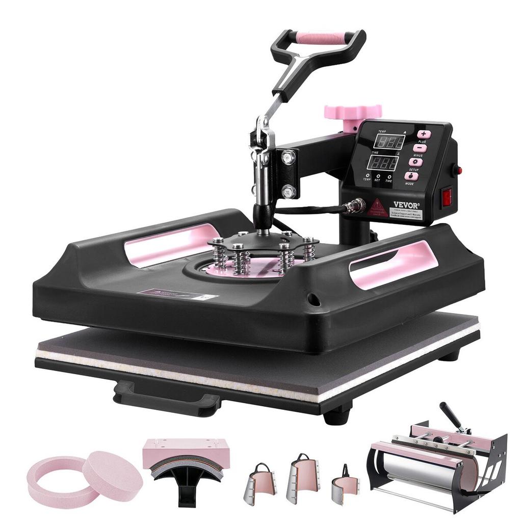 8 in 1 Heat Press Machine 15x15 in 30oz Tumbler Press T-Shirts Black