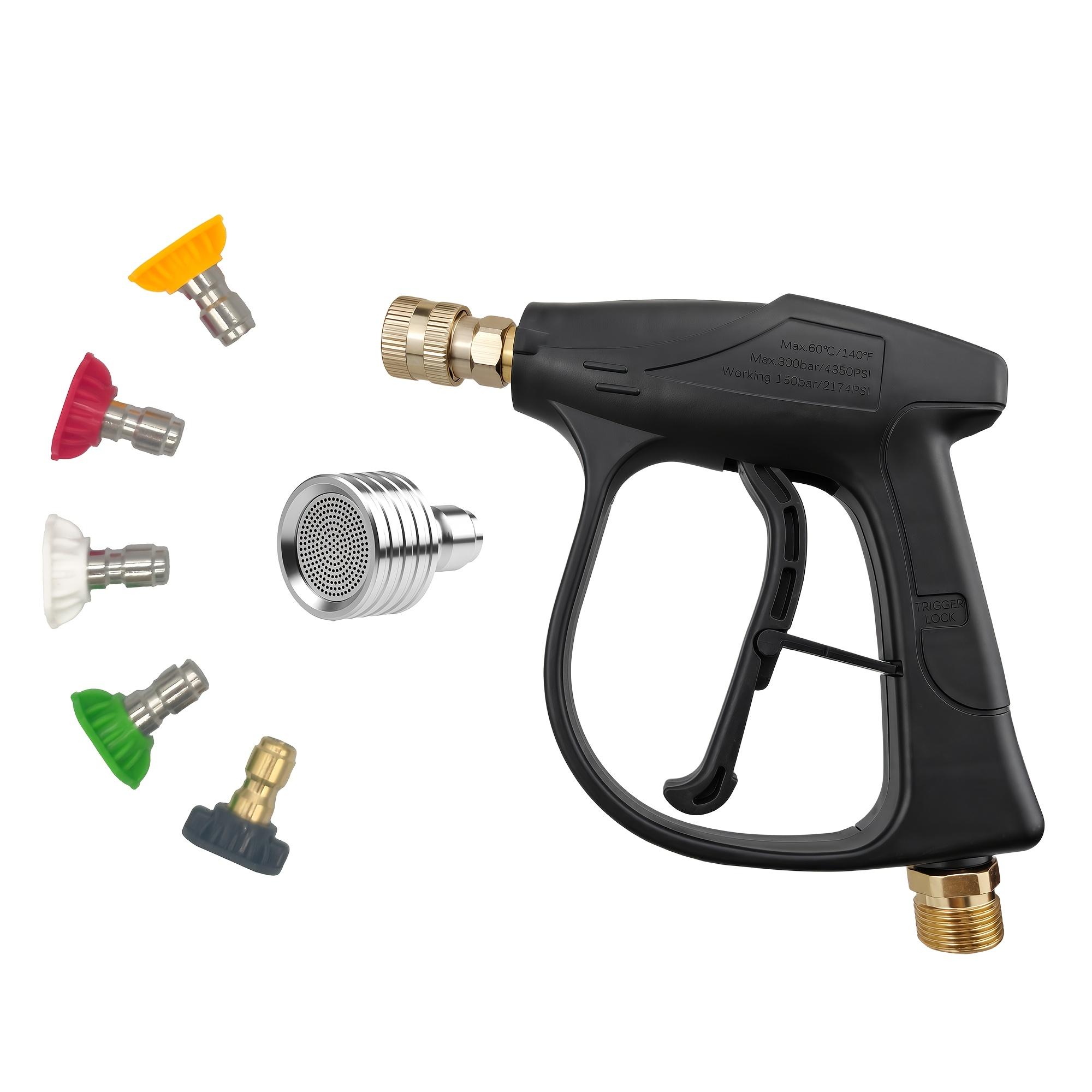 

Portable High Pressure Washer Gun, 6 Nozzle Tips, 300 Bar/4350 PSI, 1/4 Quick Connect, M22-14 Hose Fitting for Car Garden Pet