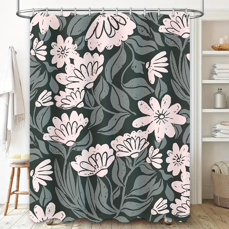 Luxury Floral Shower Curtain Waterproof Bathroom Decor Printing Shower Doors Decoration Room Home Decorative Window Drapes Showe