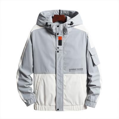 Men's Work Jacket Spring And Autumn Korean Casual Color Matching Hooded